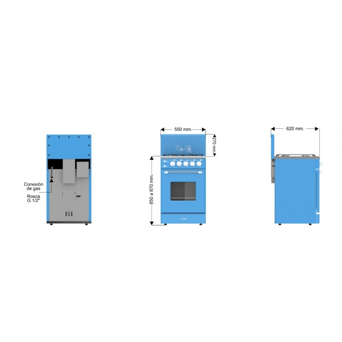 Cocina luxor retro 550 varios colores